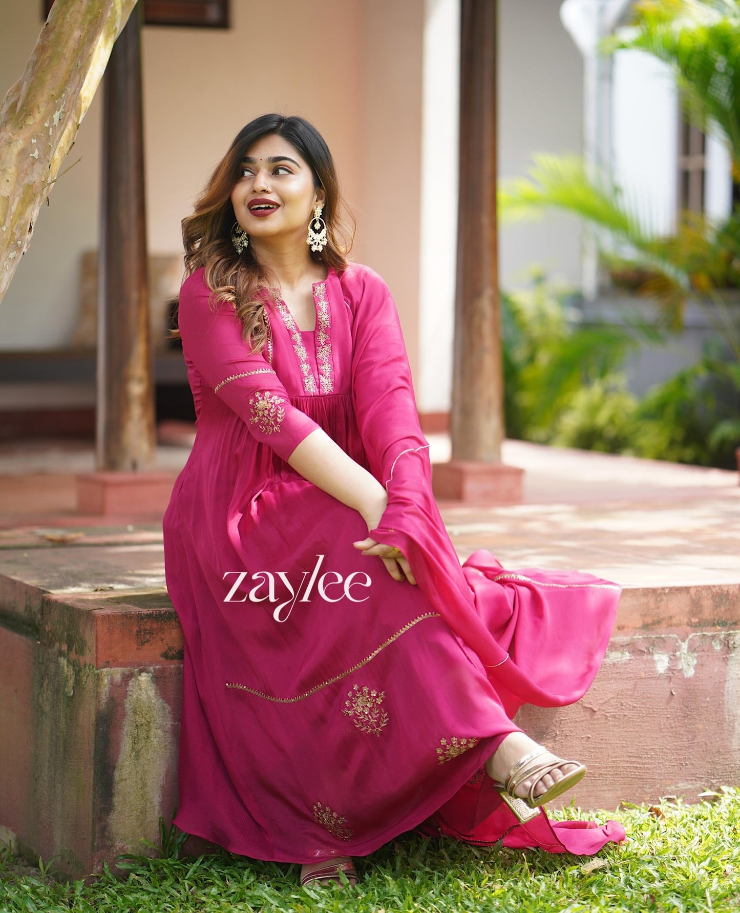 Magenta Zari Work Kurta