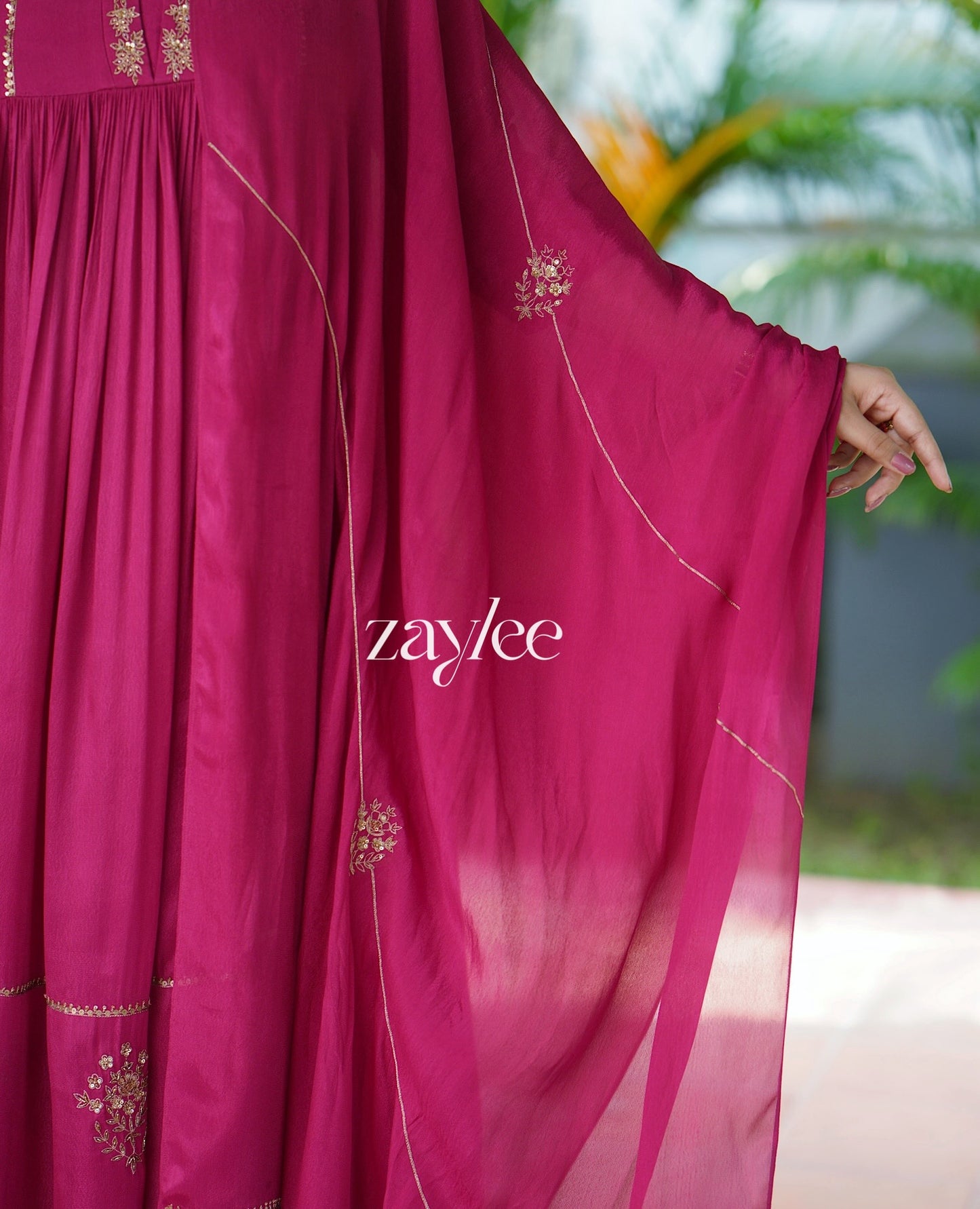 Magenta Zari Work Kurta