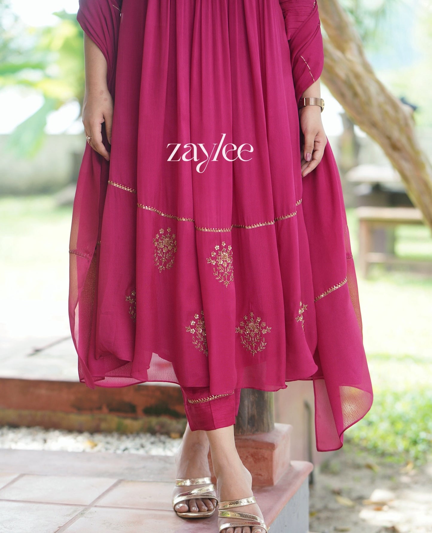 Magenta Zari Work Kurta