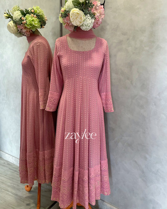 Pink Chikankari Anarkali