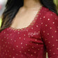 Red Silk Panel Anarkali