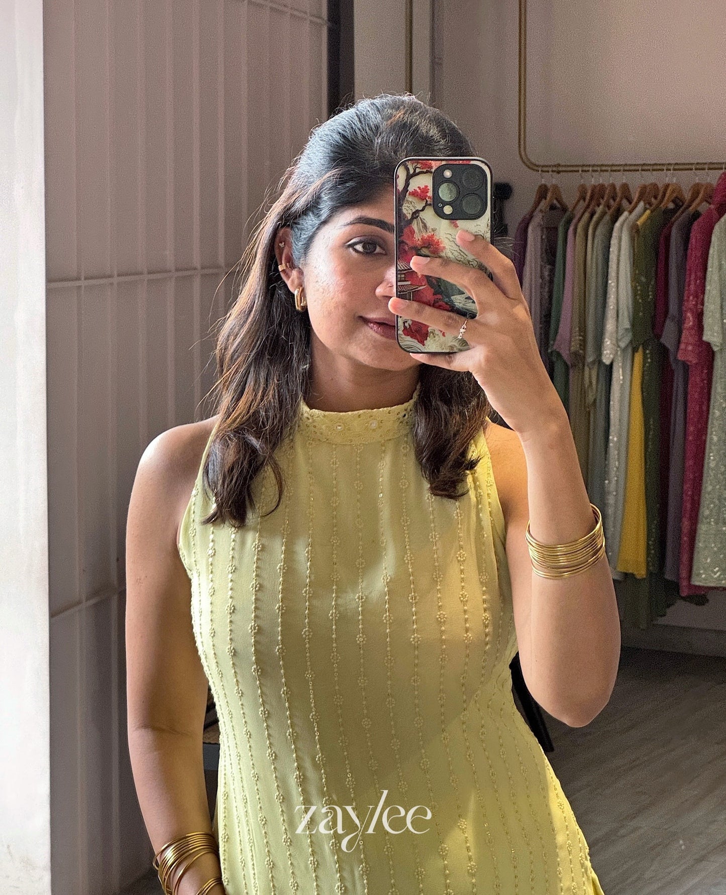 Butter Yellow Chikankari Slit Kurta