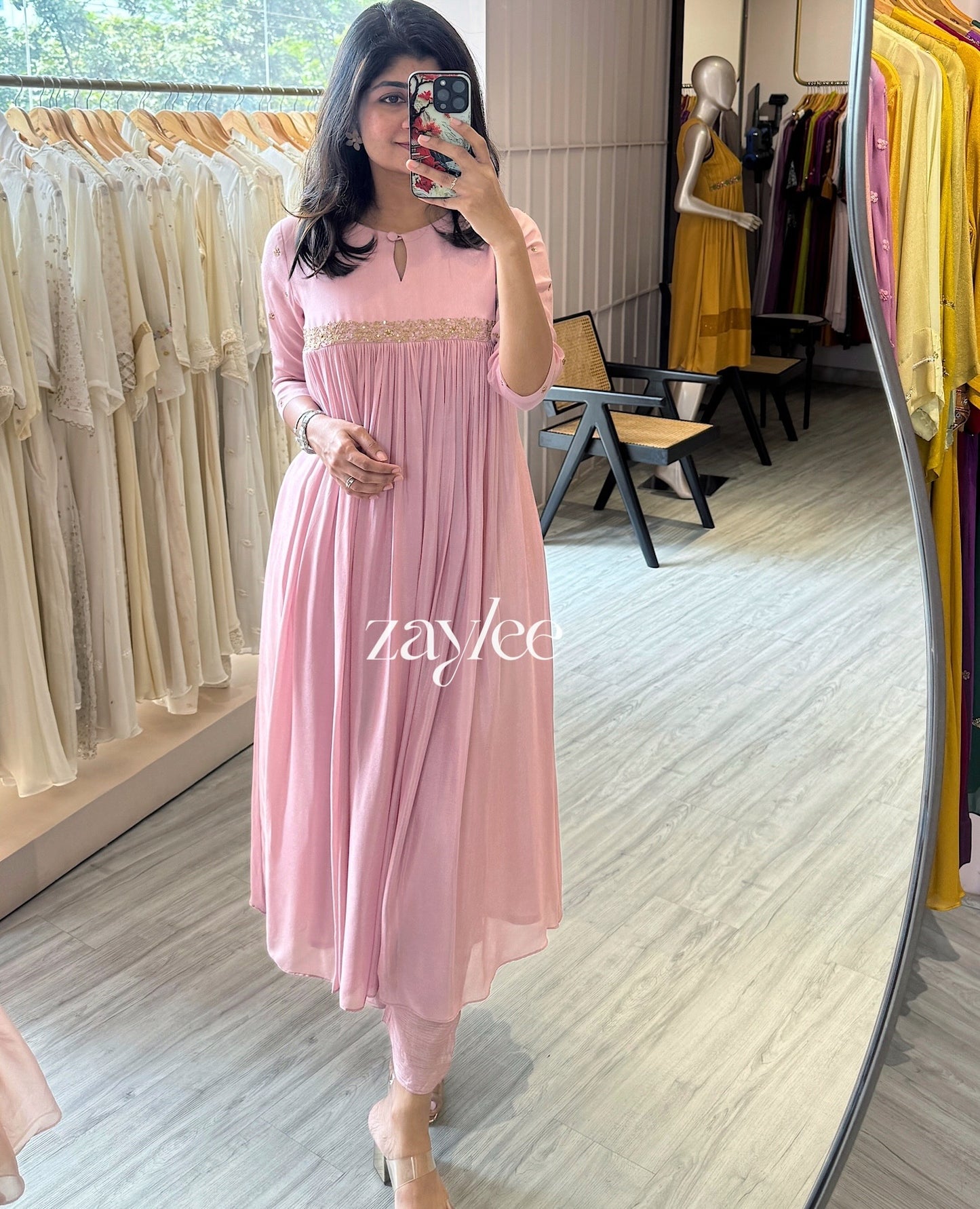 Dusty Pink Zari Work Kurta