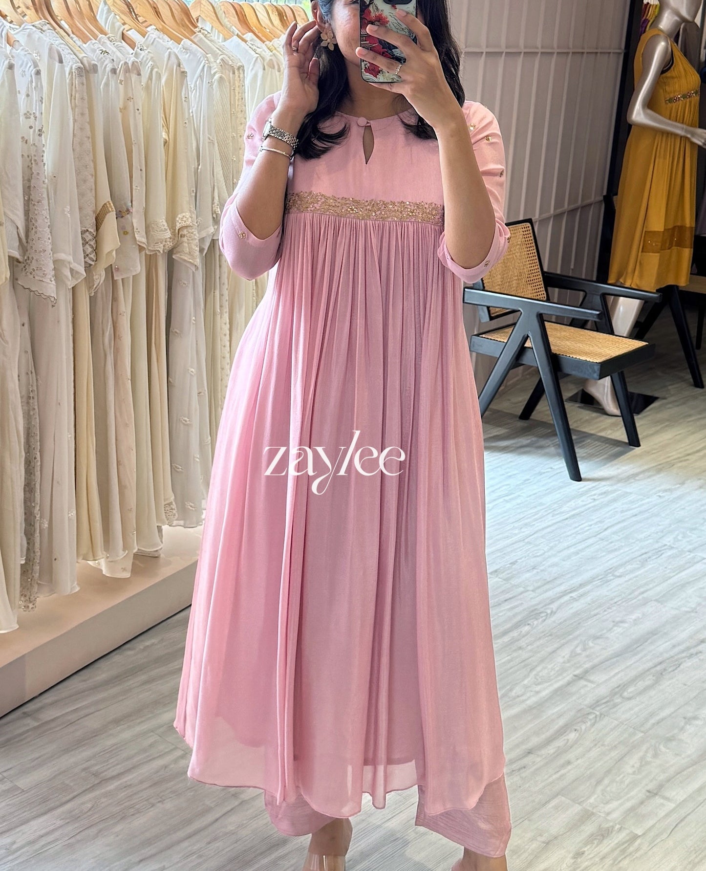 Dusty Pink Zari Work Kurta