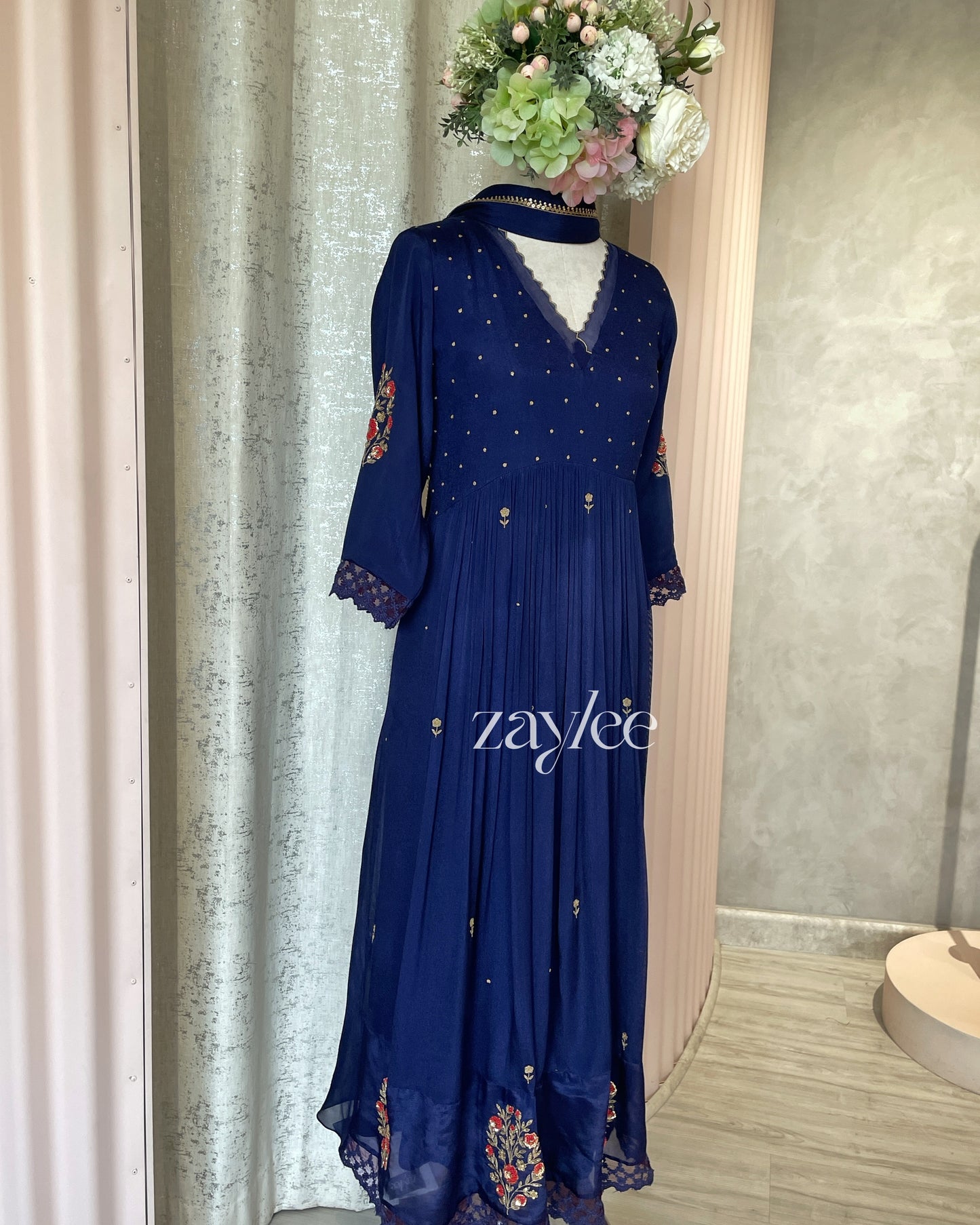 Blue Zari Work Kurta