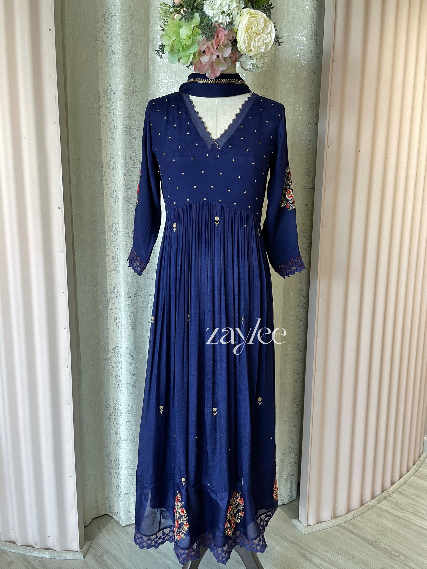 Blue Zari Work Kurta