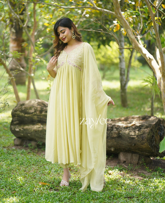 Glistening Yellow Gathered Anarkali