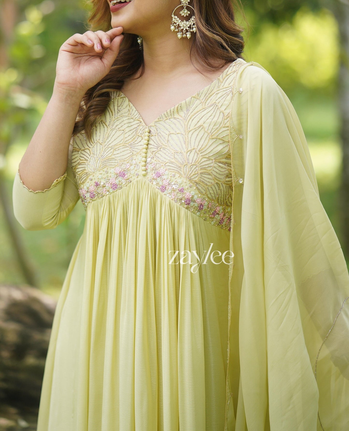 Glistening Yellow Gathered Anarkali