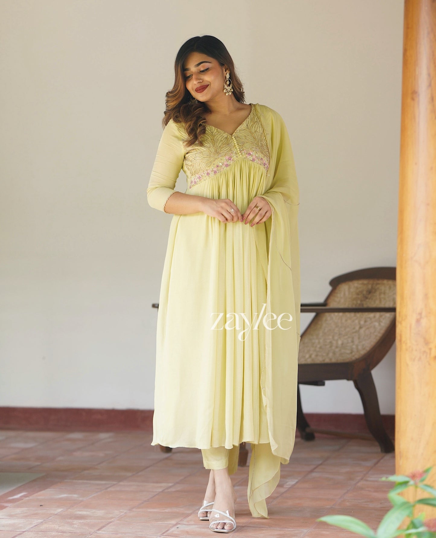 Glistening Yellow Gathered Anarkali