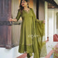 Olive Green Embellished Silk Anarkali