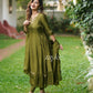 Olive Green Embellished Silk Anarkali