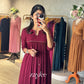 Beet Red Zari Work Gathered Kurta