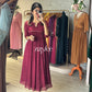 Beet Red Zari Work Gathered Kurta