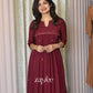 Beet Red Zari Work Gathered Kurta