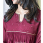 Beet Red Zari Work Gathered Kurta