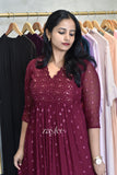 Burgundy Embroidered Kurta