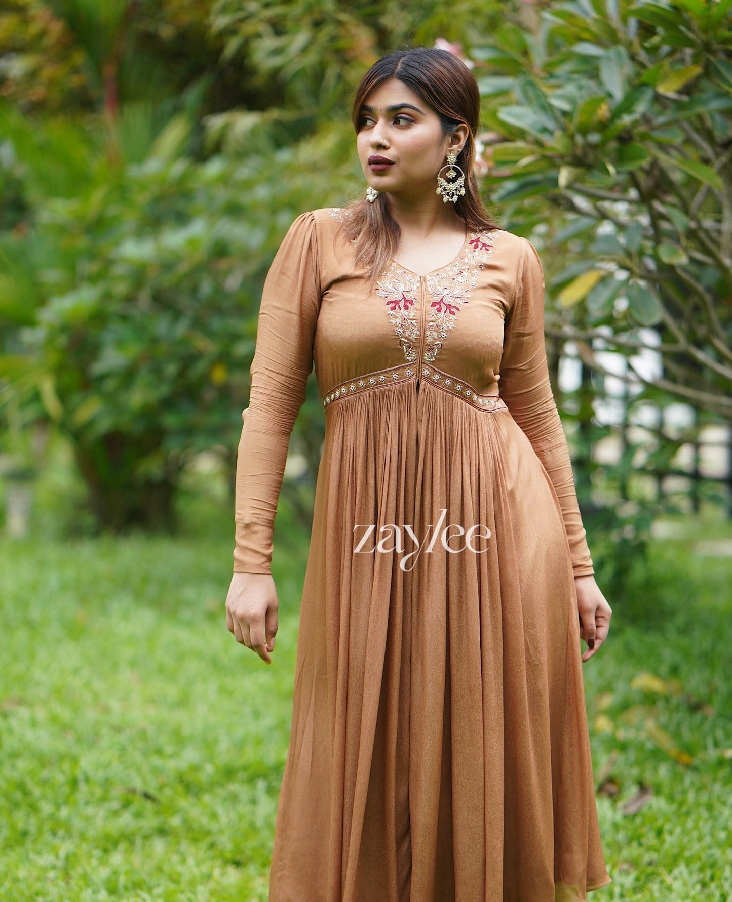 Caramel Brown Gathered kurta & pants