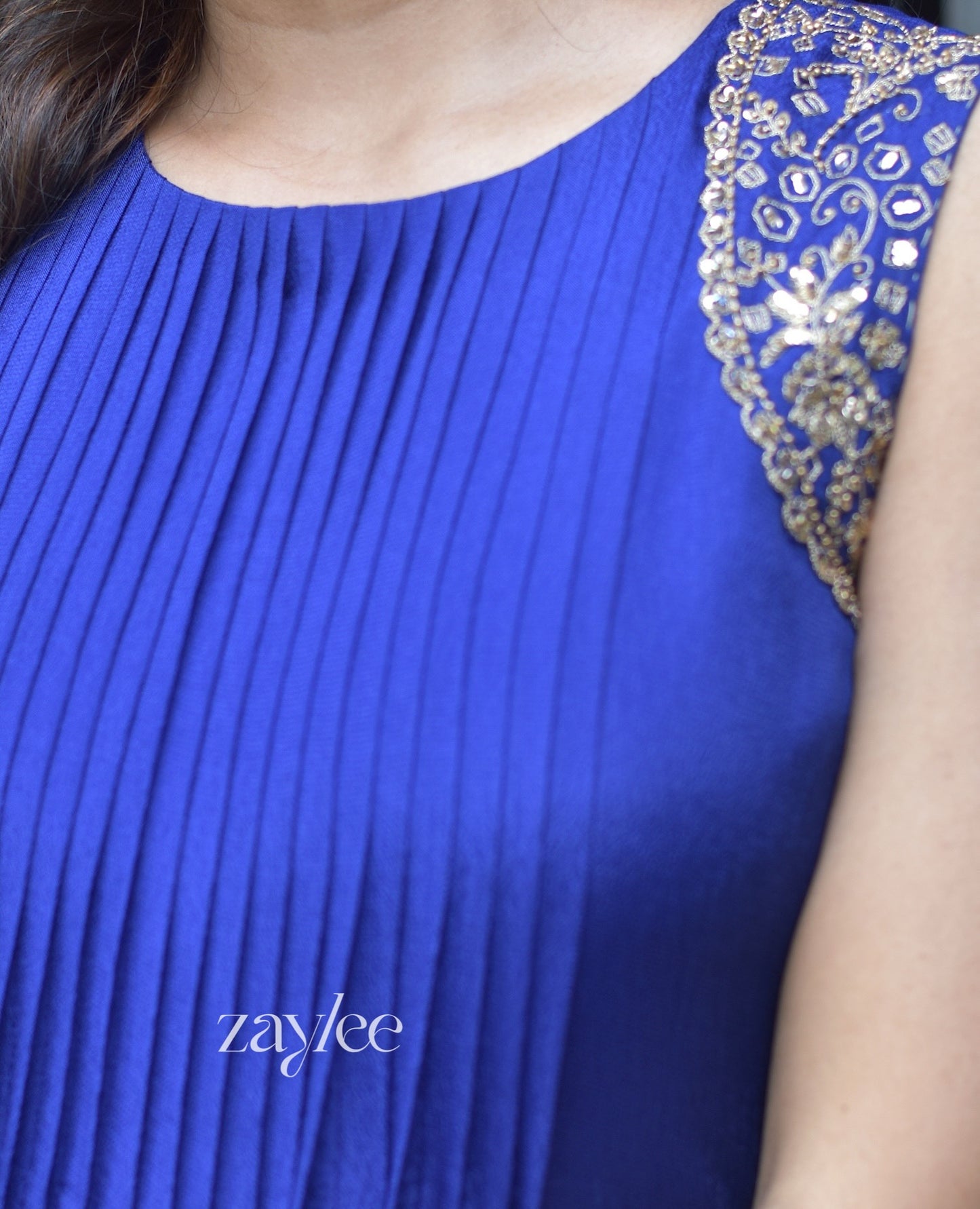 Cobalt Blue Pleated Kurta