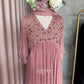 Dusty Rose Embellished Gathered Kurta