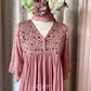 Dusty Rose Embellished Gathered Kurta