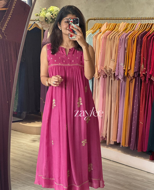 Mulberry Pink Gathered Kurta