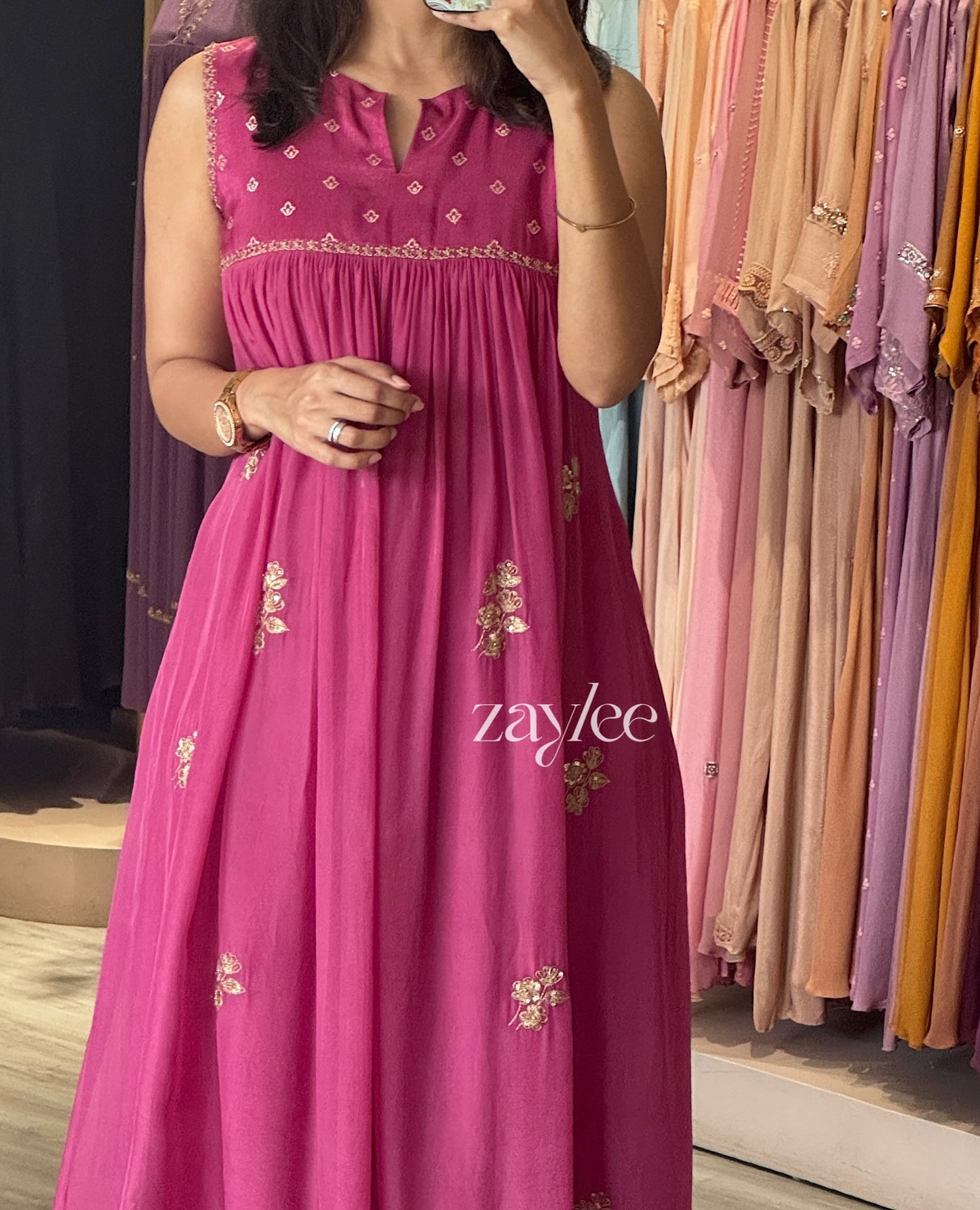 Mulberry Pink Gathered Kurta