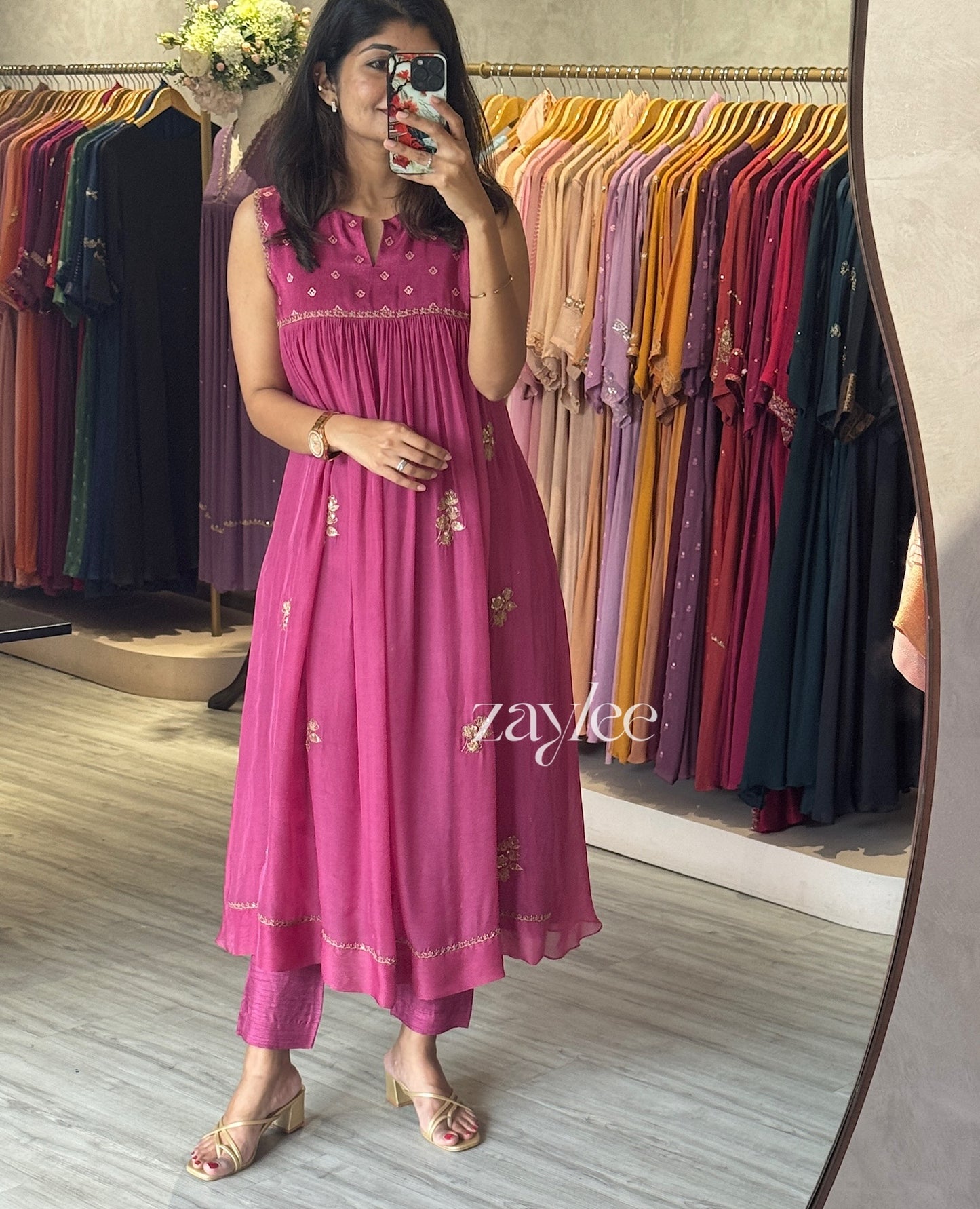 Mulberry Pink Gathered Kurta