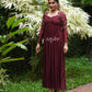 Mahogany Brown Pleated Gown