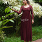 Mahogany Brown Pleated Gown