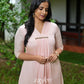 Peach Pink Pleated Kurta