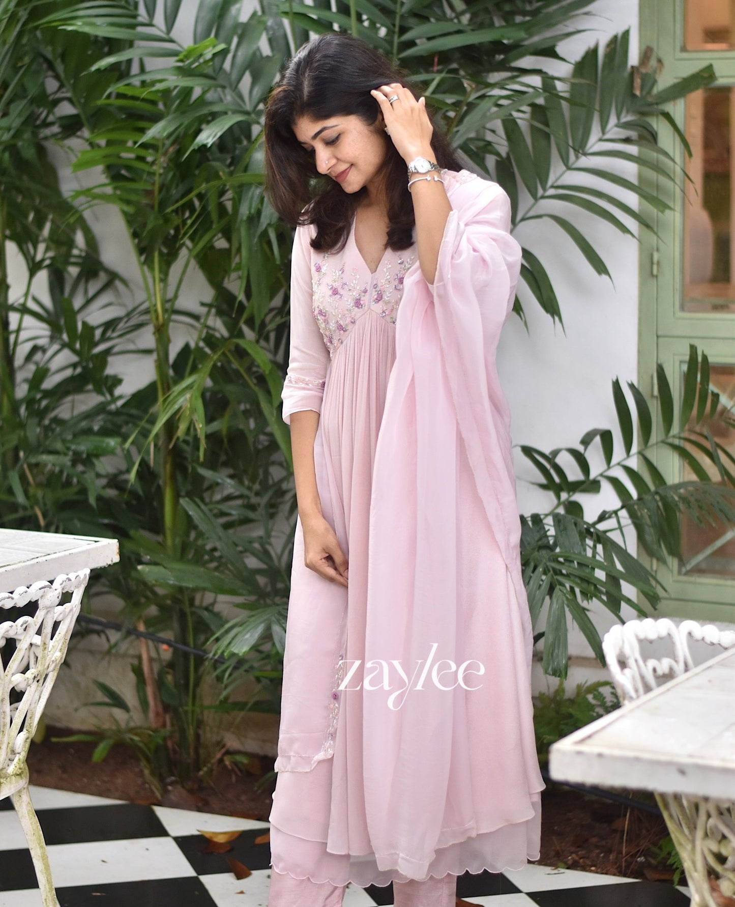 French Rose Embellished Kurta