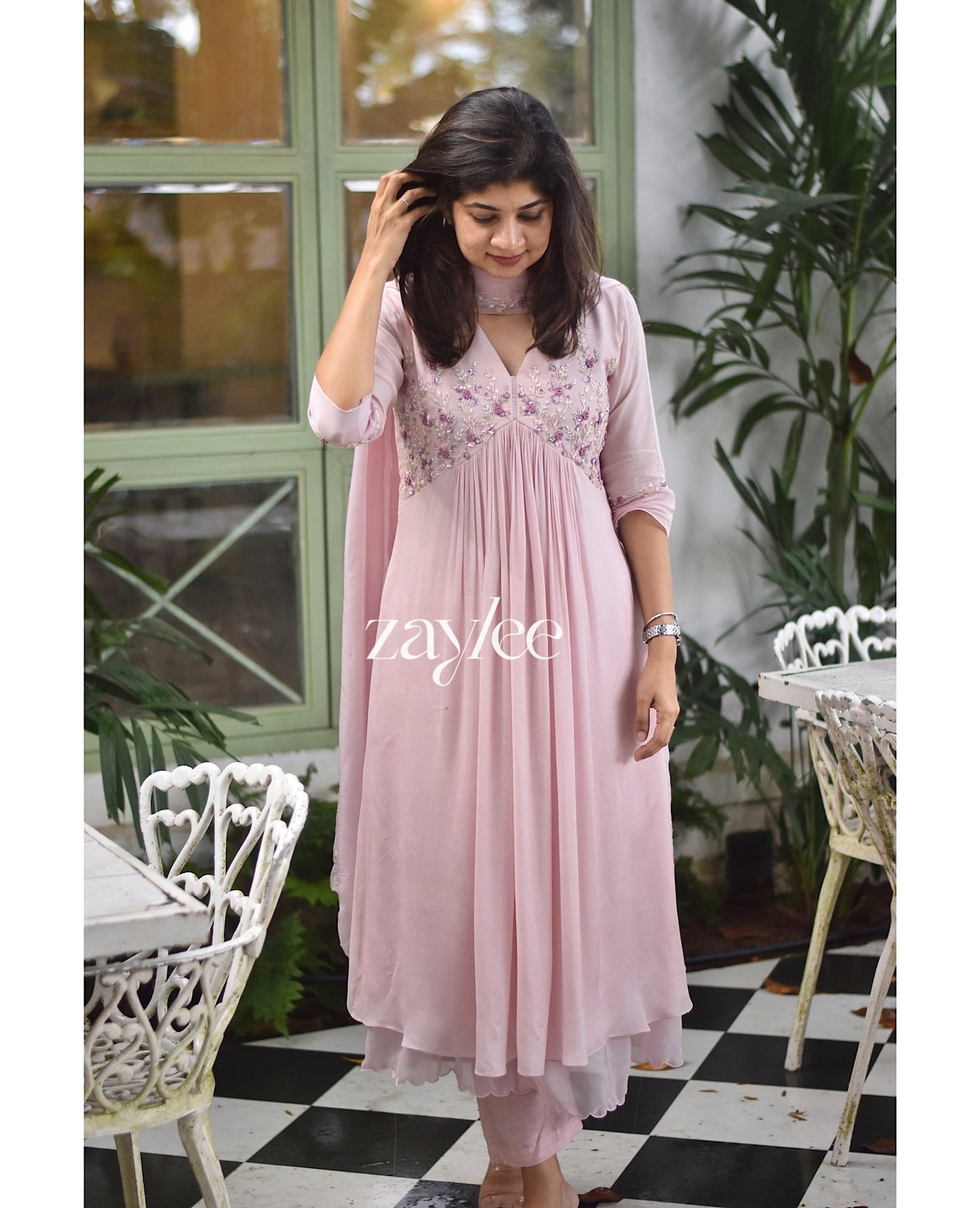 French Rose Embellished Kurta