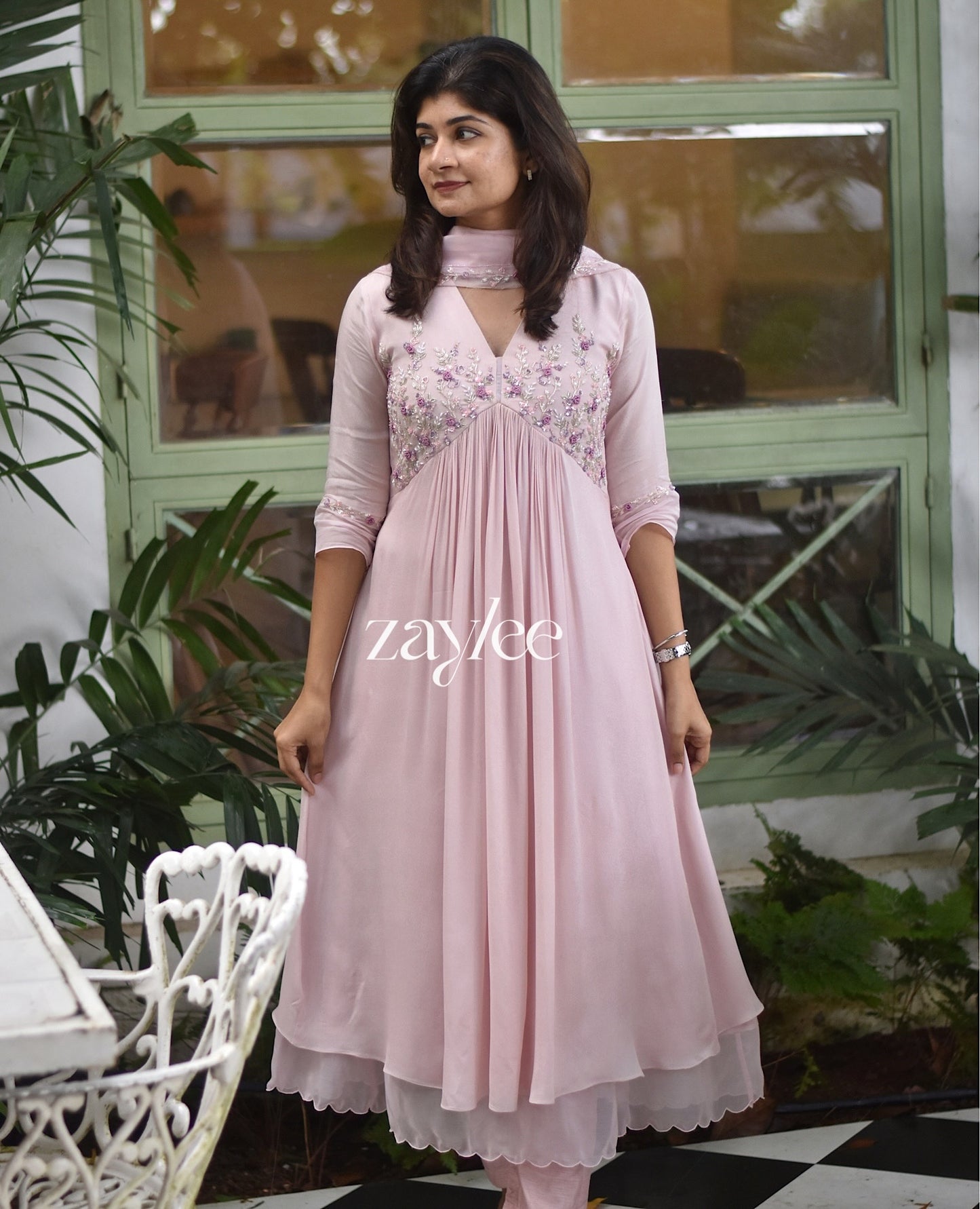 French Rose Embellished Kurta