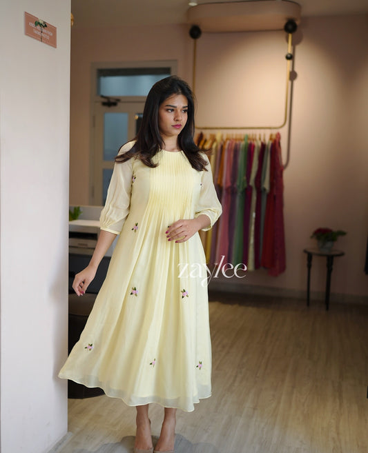 Butter Yellow Pleated Dress