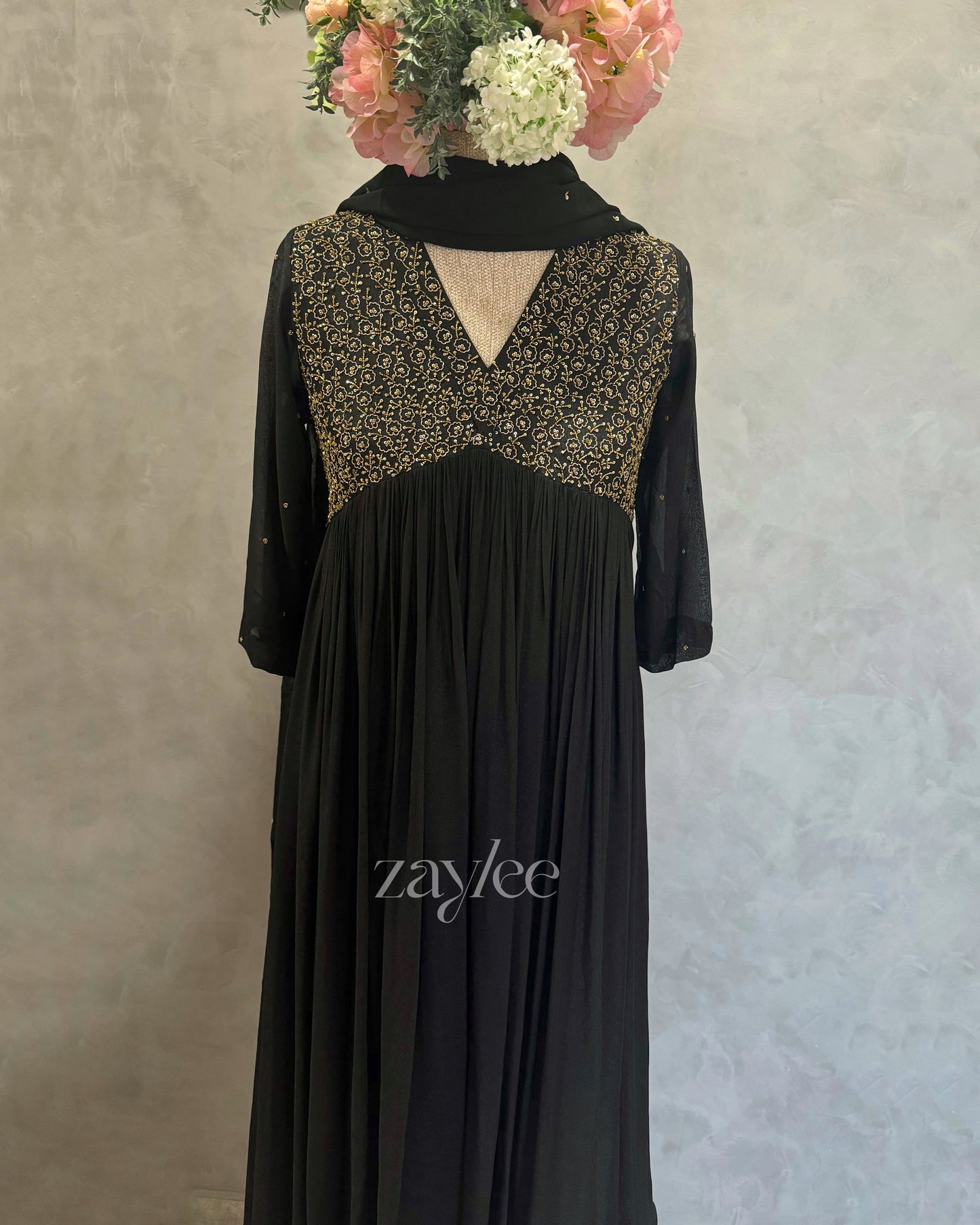 Black Zari Work Kurta