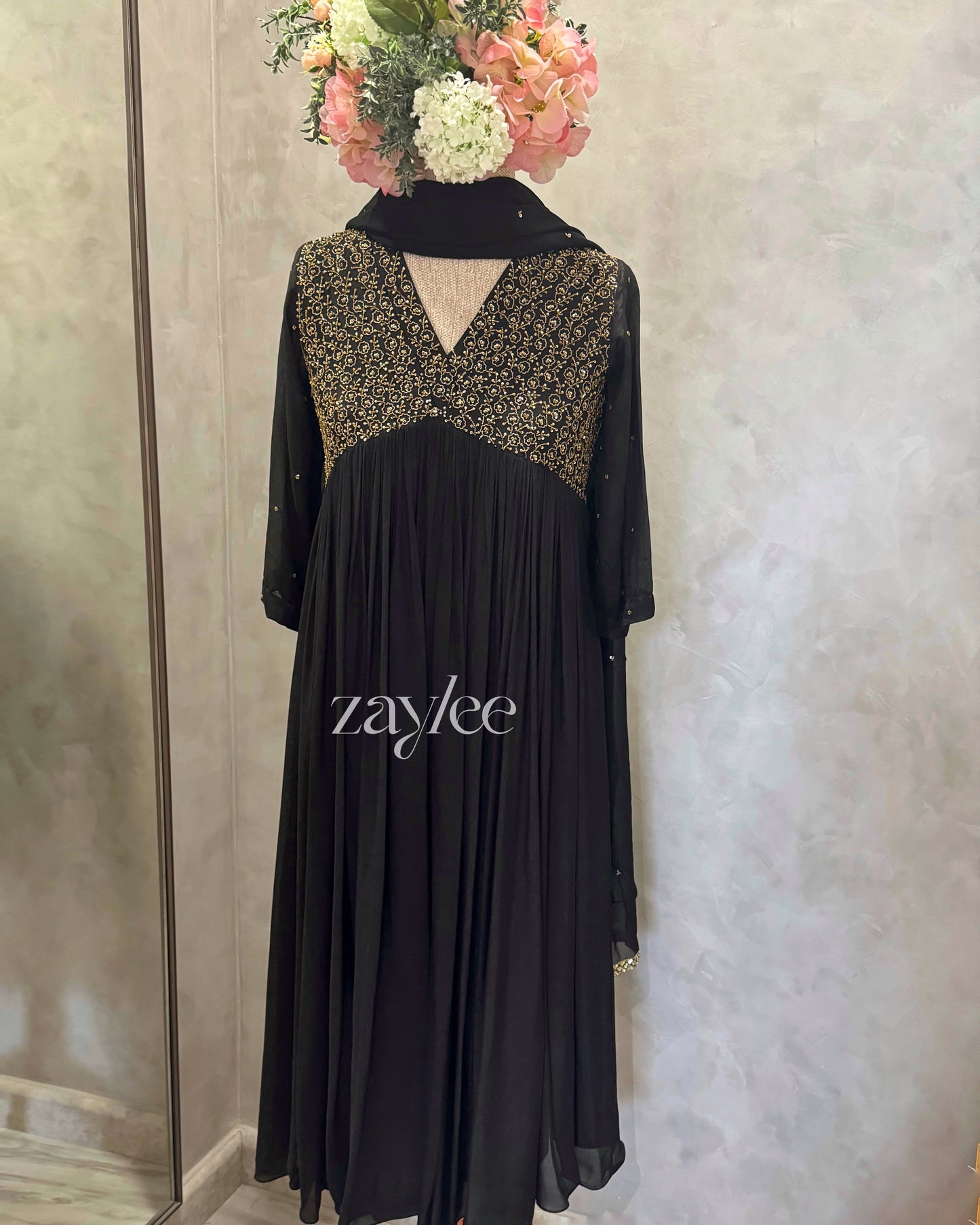 Black Zari Work Kurta