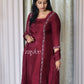 Beet-Red Silk Kurta With Handwork