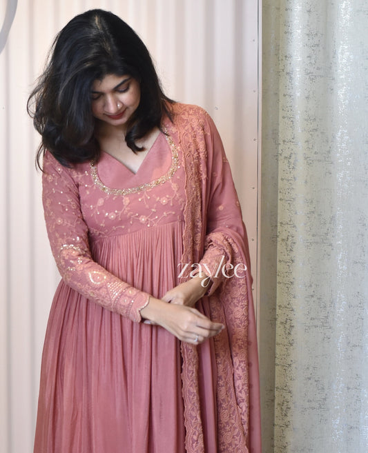 Brick Rose Anarkali