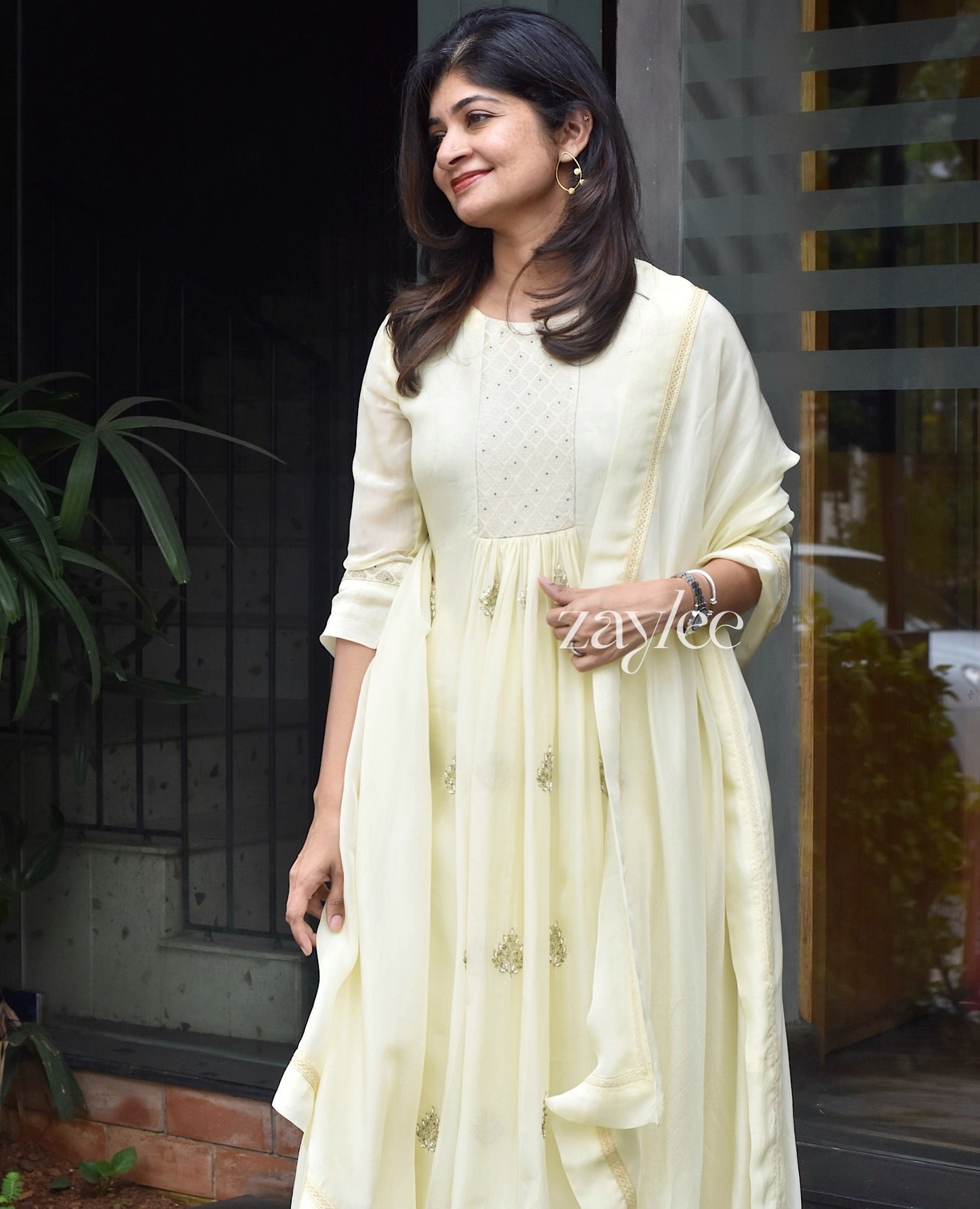 Lemon Chiffon Organza Kurta