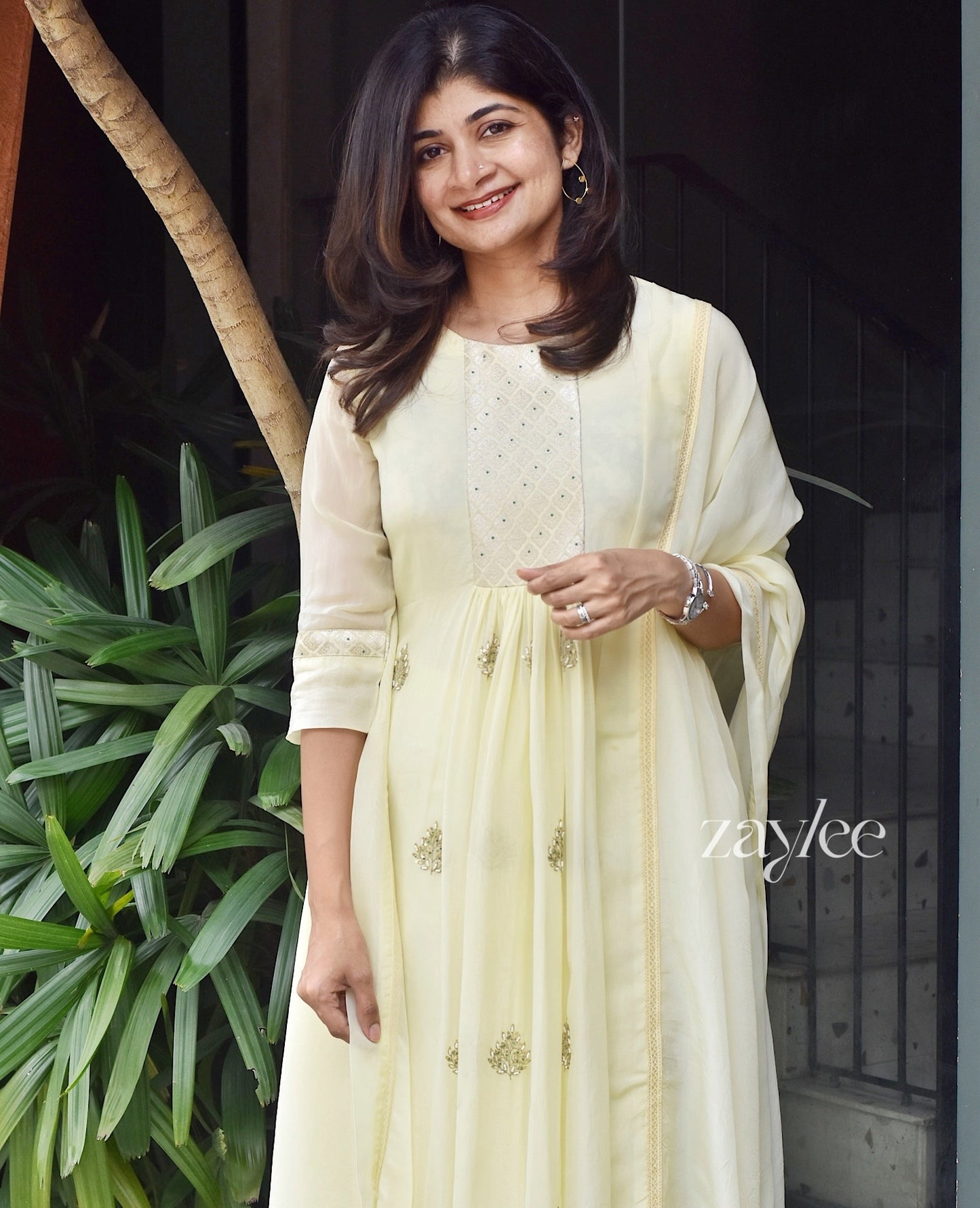 Lemon Chiffon Organza Kurta