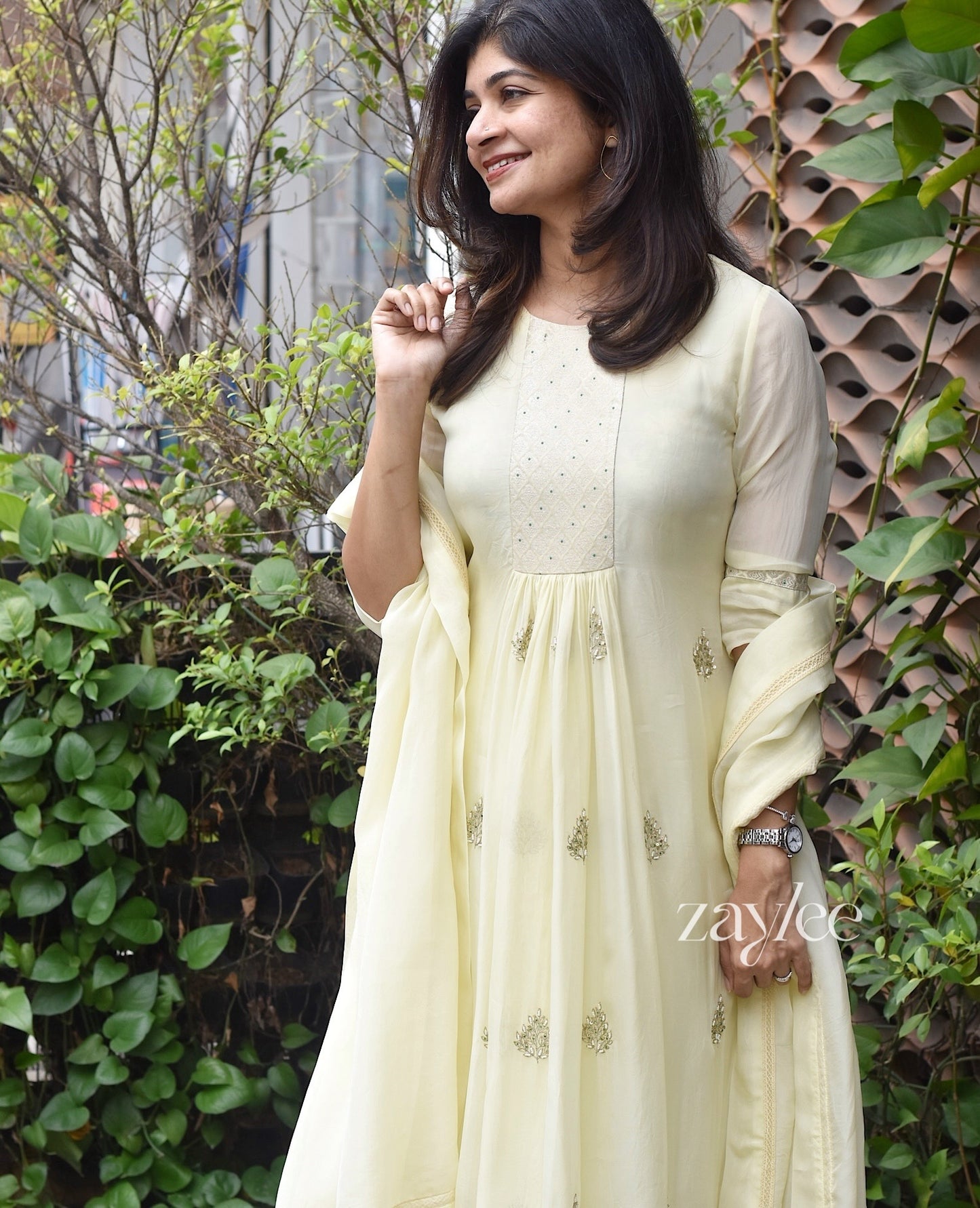 Lemon Chiffon Organza Kurta