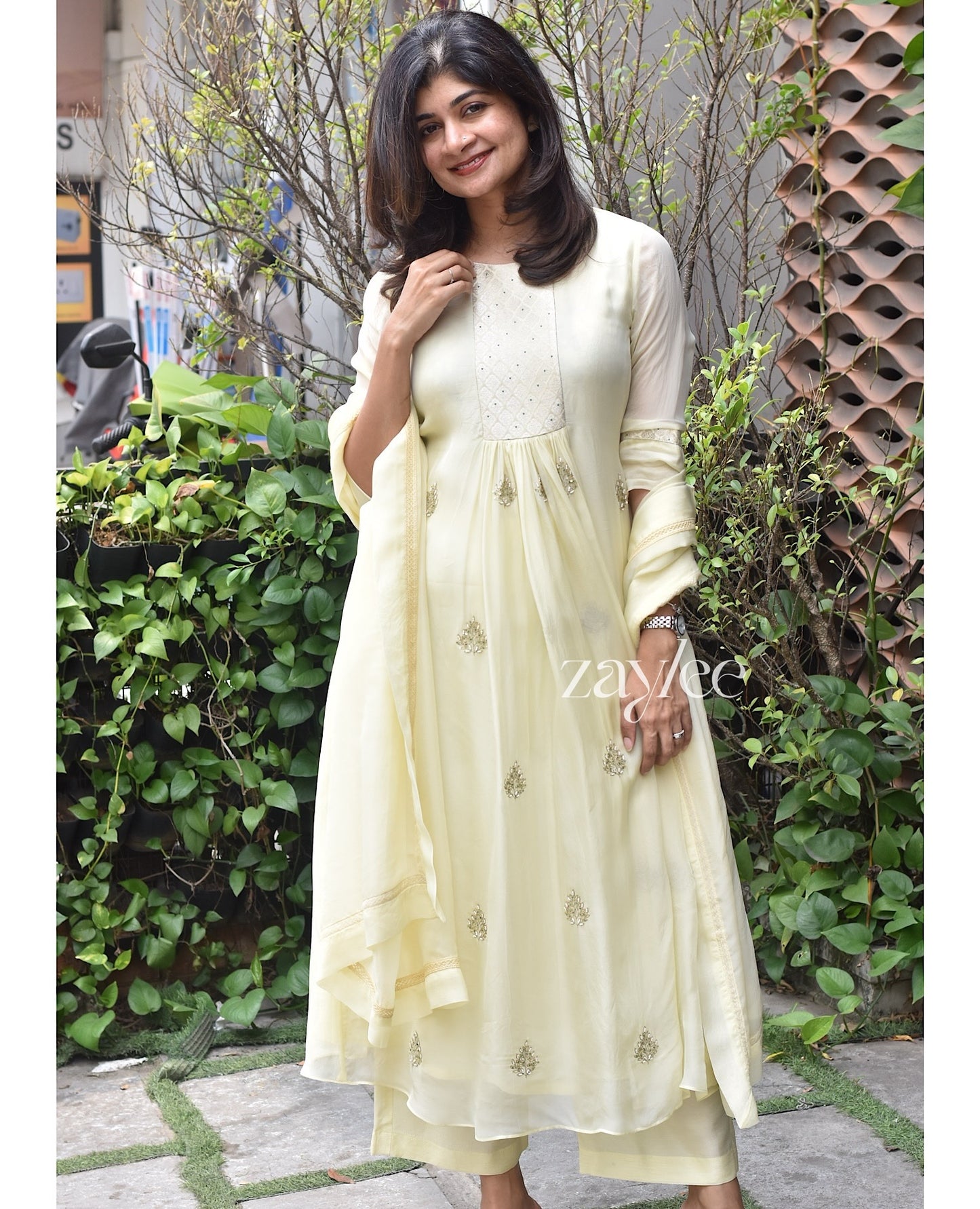 Lemon Chiffon Organza Kurta
