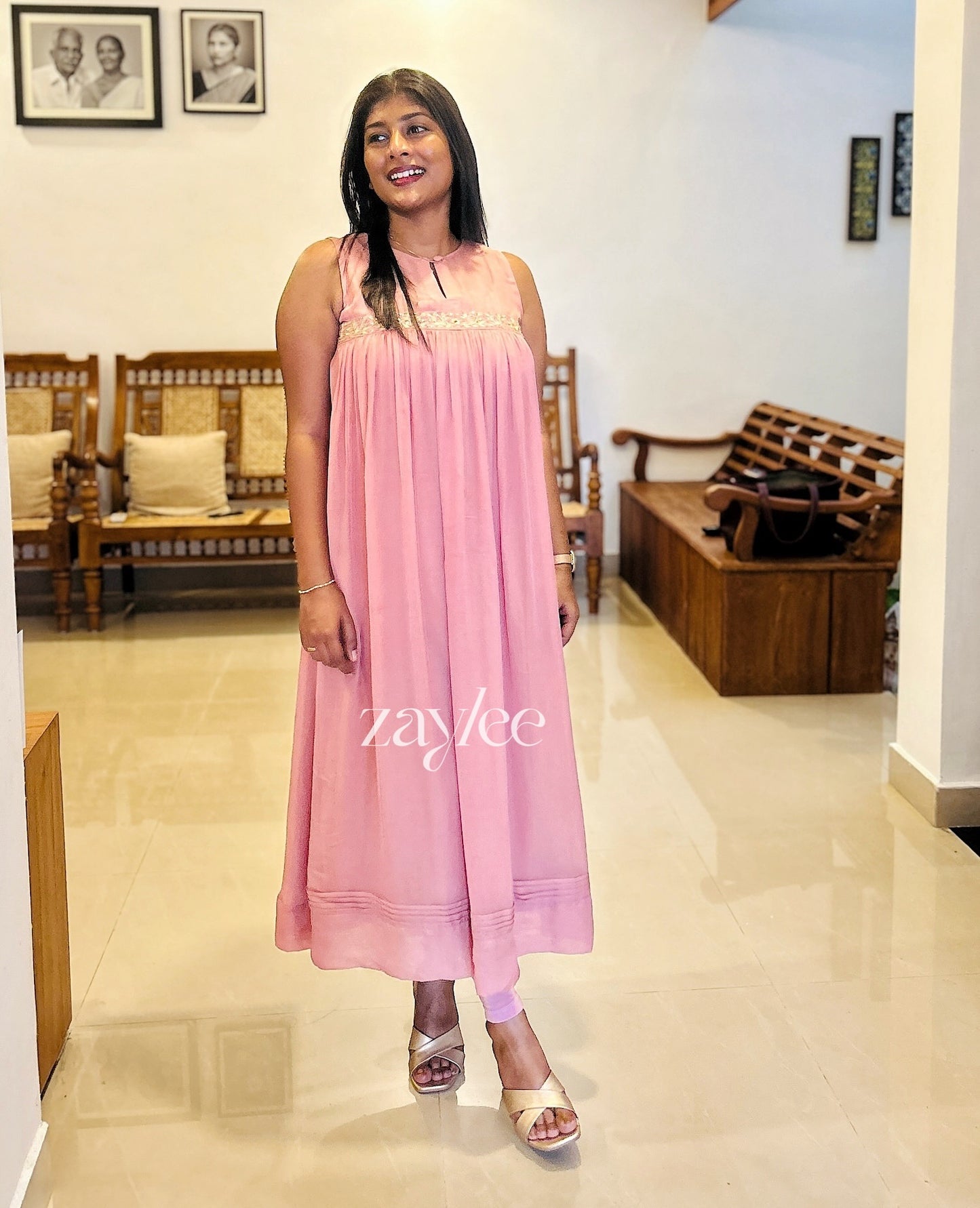 Dusty Pink Organza Kurta