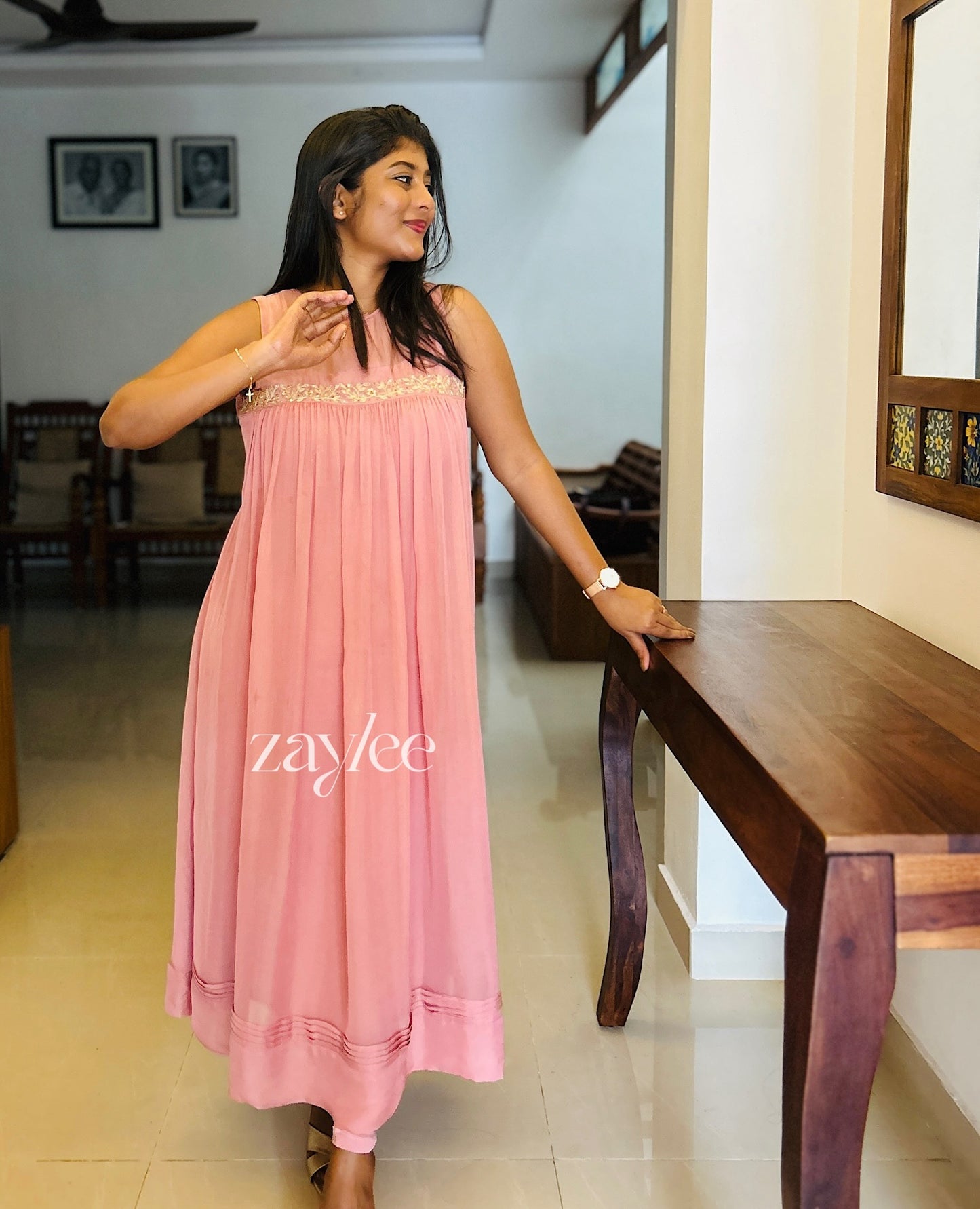 Dusty Pink Organza Kurta