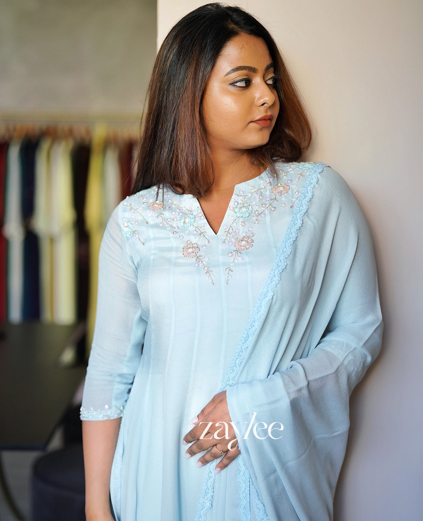 Sky Blue Panel Anarkali