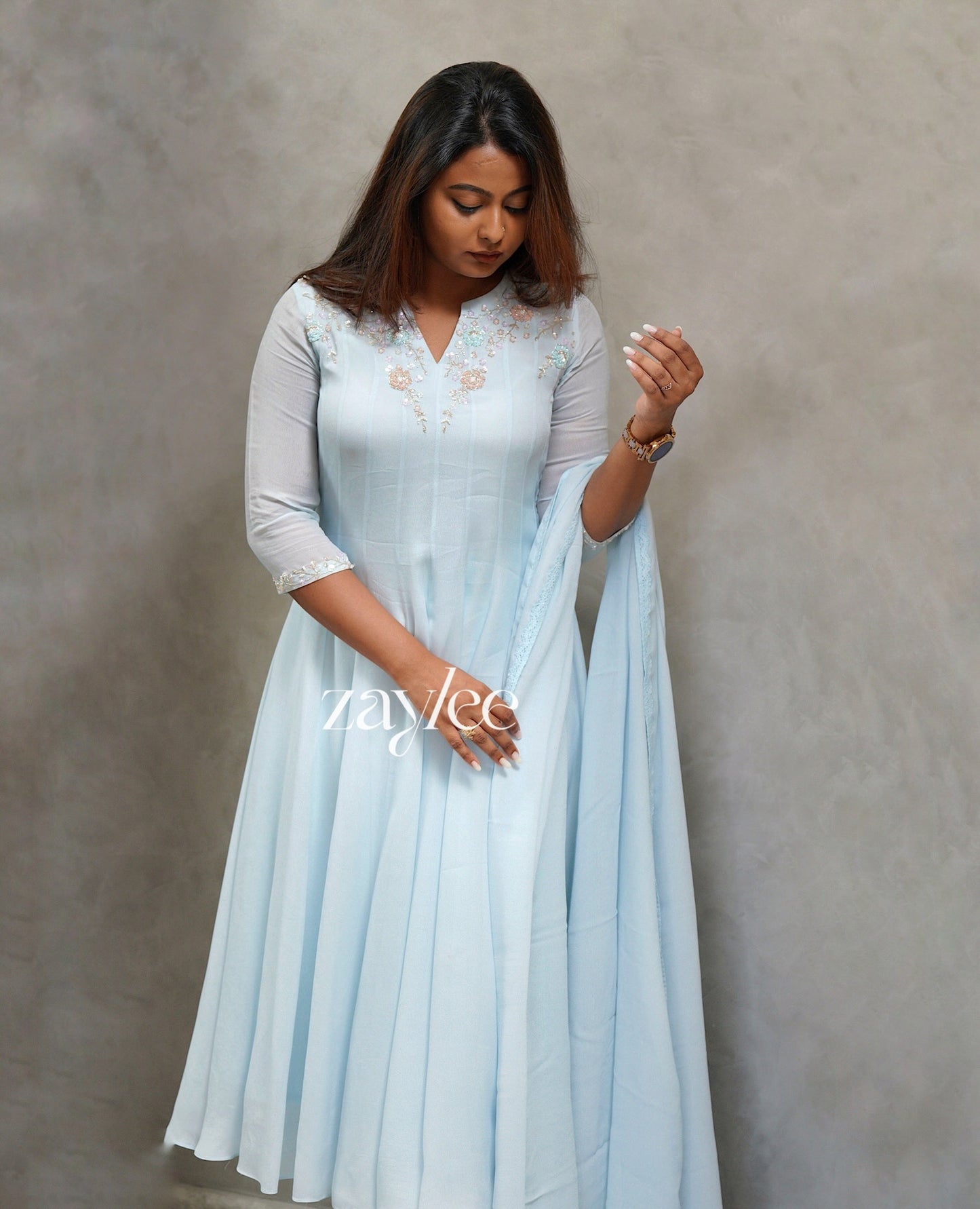 Sky Blue Panel Anarkali