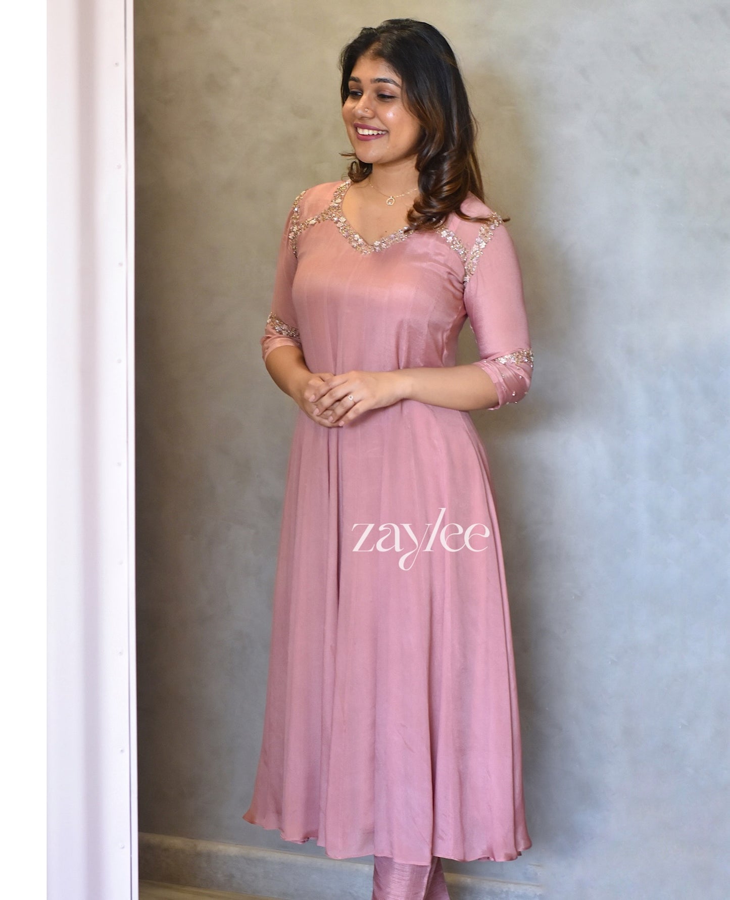 Peony Pink Panel Anarkali.