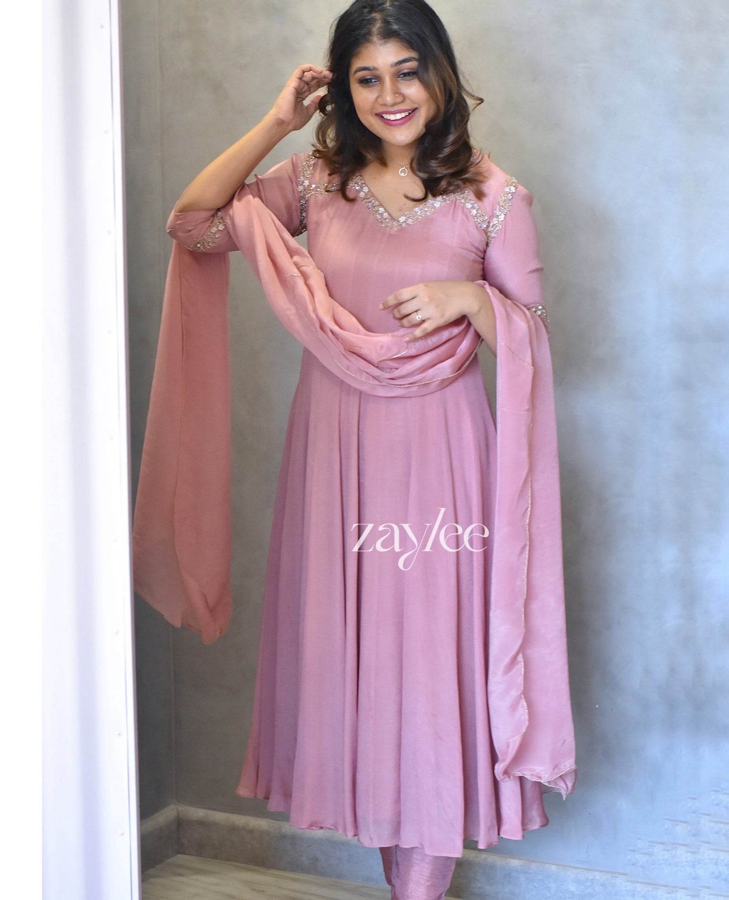 Peony Pink Panel Anarkali.