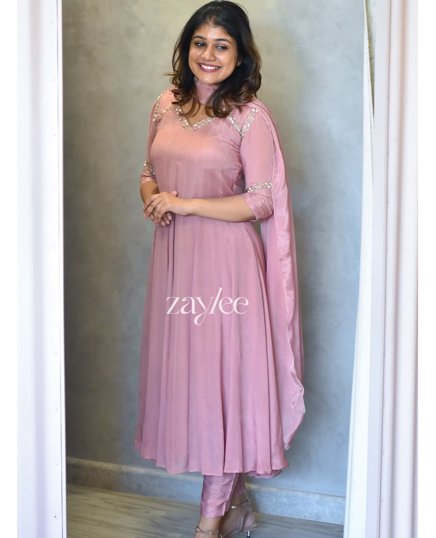 Peony Pink Panel Anarkali.