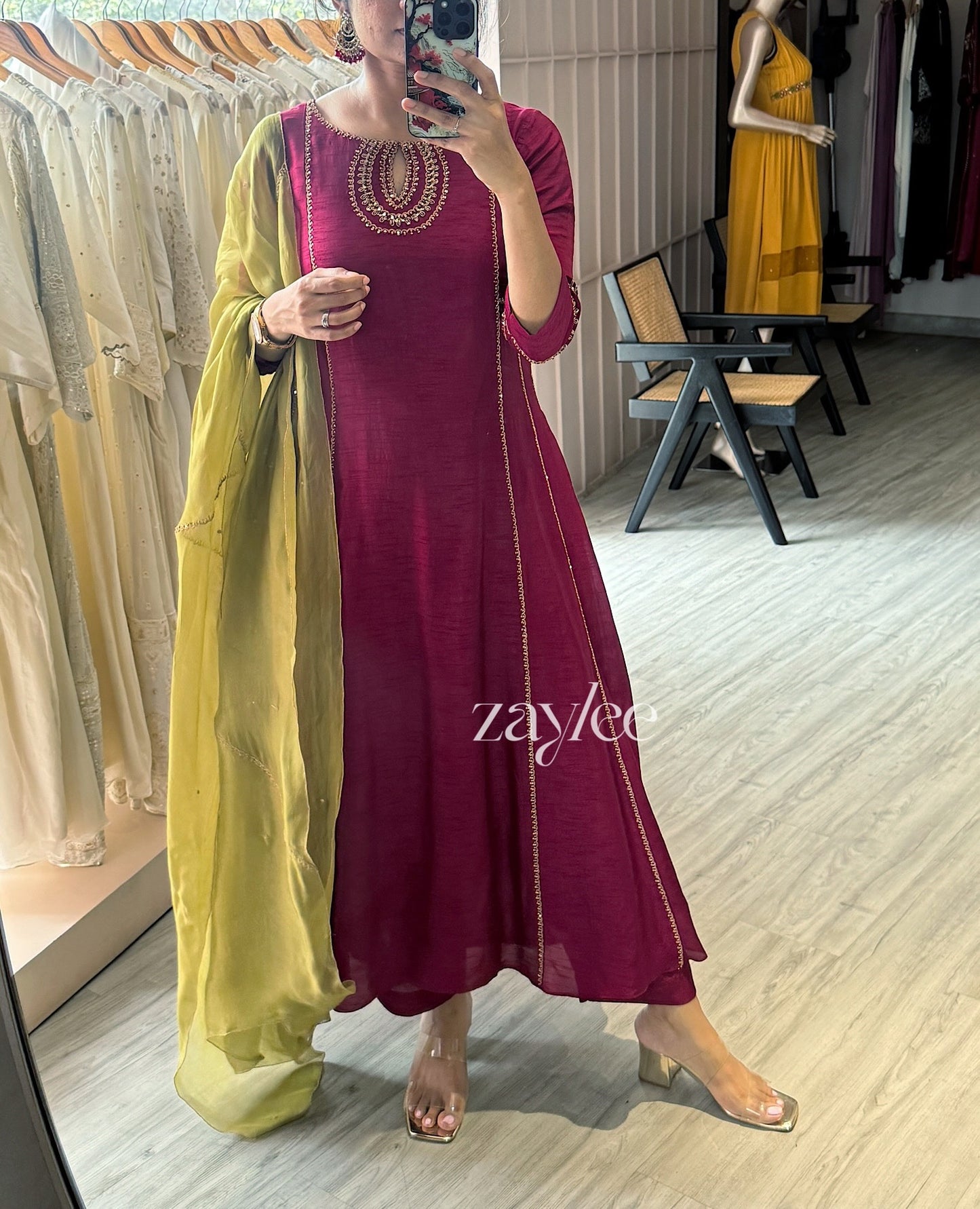 Wine Maroon Anarkali